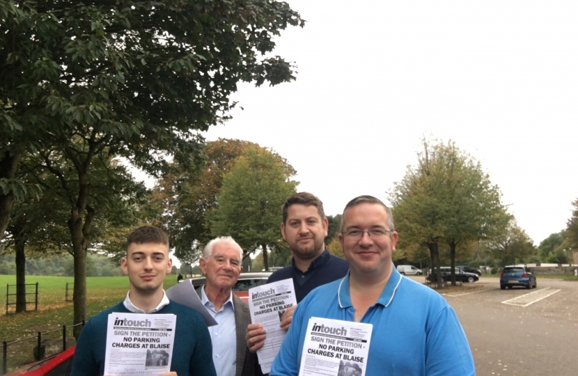 Councillors Mark Weston & Chris Windows with colleagues collecting signatures for the petition.