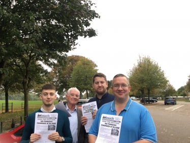 Councillors Mark Weston & Chris Windows with colleagues collecting signatures for the petition.